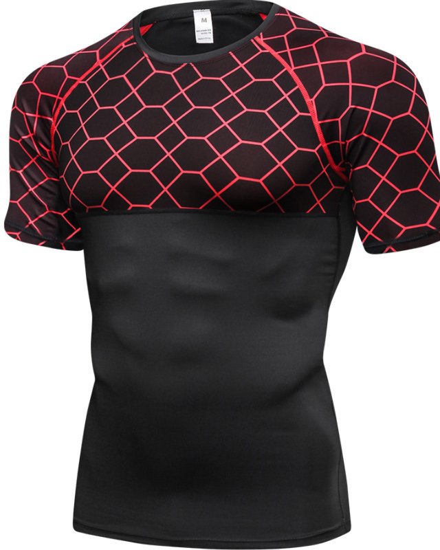 Men's Fitness Short Sleeve Printed Patchwork Slim