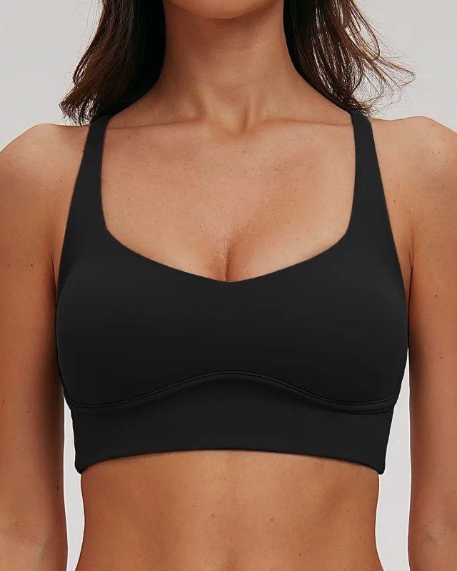 Brushed Halter Crisscross Hollow Sports Bra