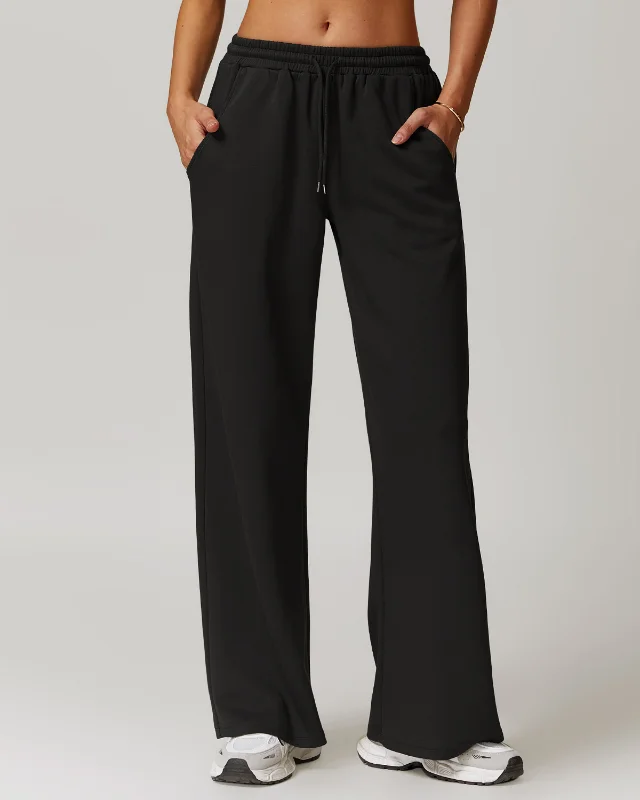 High Waist Draped Sweatpants Loose Straight Casual