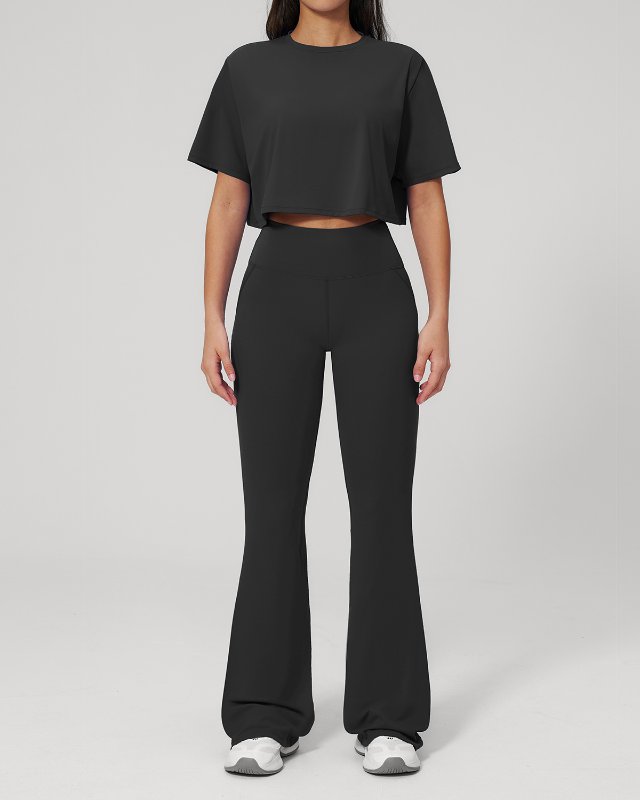 uick Dry High Impact Yoga Short Sleeve Pants Set